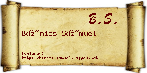 Bénics Sámuel névjegykártya